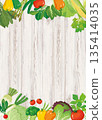 Vegetable frame, vertical, wood grain background and natural vegetable decorative frame 135414035
