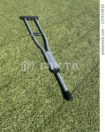 crutch on the playground. conecpt accessible environment 135414816