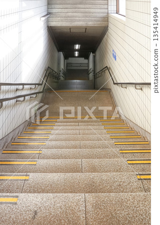 Stairs down to the subway station Stairs down to the subway station 135414949