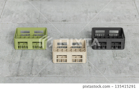 Stackable Modular Plastic Storage Crates. 3D Rendering. Stackable Modular Plastic Storage Crates. 3D Rendering. 135415291