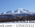 冬季，巍峨壯麗的雪山舍利山聳立於北海道之上。 135415312