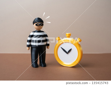 The criminal and the stopwatch. Probationary period. The time of imprisonment is determined by the court. Justice timing concept, legal supervision and sentence limits. Balance between punishment The criminal and the stopwatch. Probationary period. The time of imprisonment is determined by the court. Justice timing concept, legal supervision and sentence limits. Balance between punishment 135415743