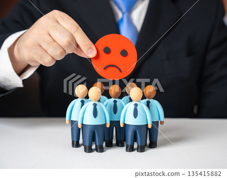 Low morale within the business company. Dissatisfaction among the workforce. Burnout signals, lack of motivation and engagement issues affecting productivity, corporate culture Low morale within the business company. Dissatisfaction among the workforce. Burnout signals, lack of motivation and engagement issues affecting productivity, corporate culture 135415882