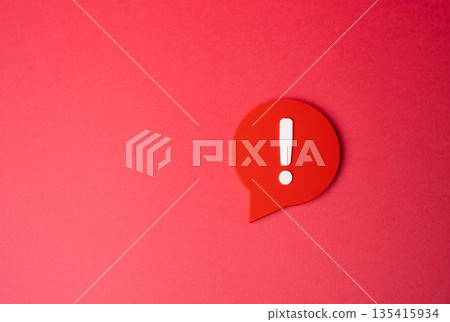 An exclamation mark on a red background. Warning and caution. Important message. Risk alert symbol, urgency communication, safety notice and attention focused on critical information An exclamation mark on a red background. Warning and caution. Important message. Risk alert symbol, urgency communication, safety notice and attention focused on critical information 135415934