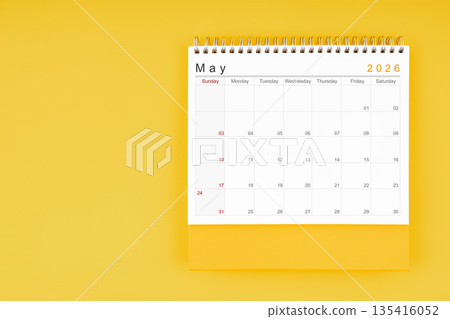 May desk calendar for 2026 year. Blank calendar for your appointment or reminder. 135416052