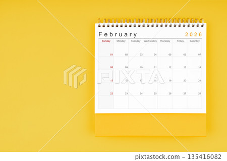 February desk calendar for 2026 year. Blank calendar for your appointment or reminder. 135416082