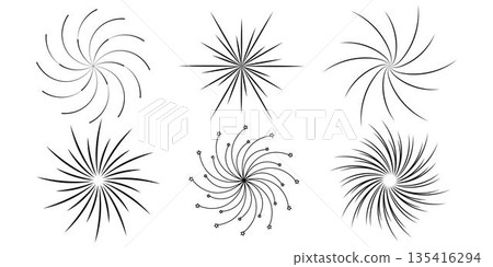 Set of black fireworks icons. Collection of firecracker design on white background. Element for new year festival and celebrations. Vector illustration. 135416294