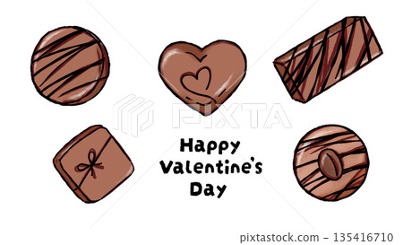 情人節各種巧克力插畫套裝 135416710