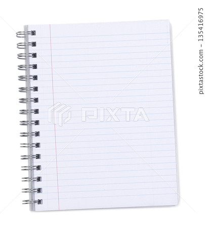 Real photo of spiral notebook with lined paper blank page on white Real photo of spiral notebook with lined paper blank page on white 135416975