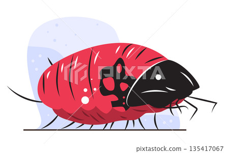 Parasite infection disease pathogen cartoon microbe organism with segmented red body black head legs isolated on white medical science concept Parasite infection disease pathogen cartoon microbe organism with segmented red body black head legs isolated on white medical science concept 135417067