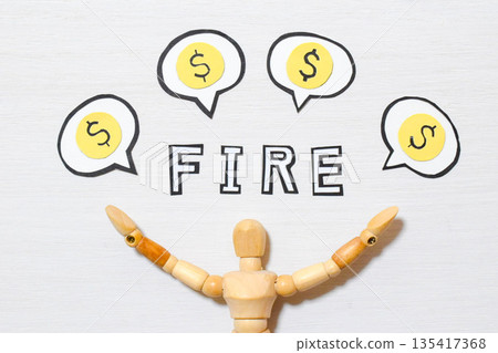 A drawing doll showing the word FIRE A drawing doll showing the word FIRE 135417368