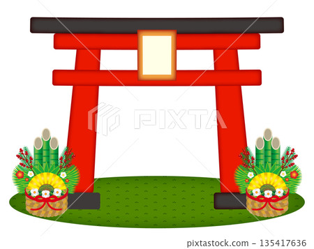 美麗的神社鳥居插畫素材 美麗的神社鳥居插畫素材 135417636