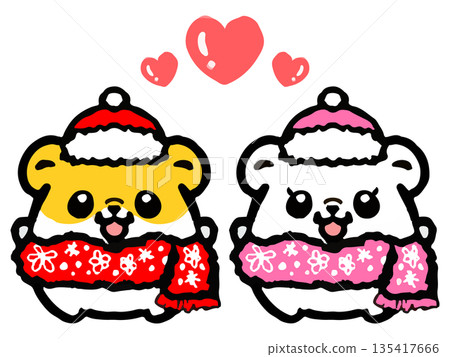 穿著冬裝的可愛倉鼠塗鴉風格插畫 3 穿著冬裝的可愛倉鼠塗鴉風格插畫 3 135417666