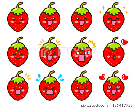 Cute strawberry illustration material set Cute strawberry illustration material set 135417735