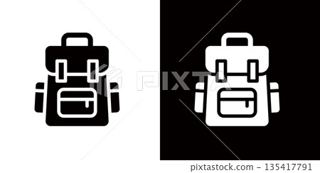 A simple icon representing a backpack or knapsack A simple icon representing a backpack or knapsack 135417791