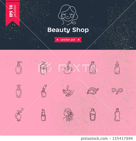 Beauty Shop Line Icons Minimal One Line Skincare and Cosmetics Vector Set Beauty Shop Line Icons Minimal One Line Skincare and Cosmetics Vector Set 135417894