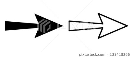Abstract black right arrow illustration set with solid and outline styles, bold geometric direction symbols for navigation design, pointer icons for interface, infographic elements, signage, branding Abstract black right arrow illustration set with solid and outline styles, bold geometric direction symbols for navigation design, pointer icons for interface, infographic elements, signage, branding 135418266