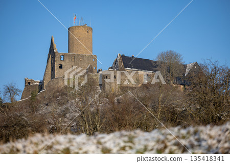 Gleiberg Castle in winter setting, Wettenberg, Hesse, Germany, Europe 135418341