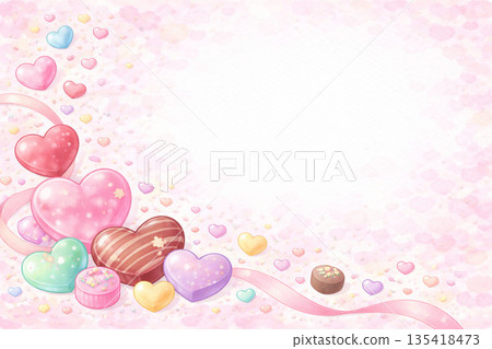 Valentine Series: Valentine background with bottom left heart and margin 135418473