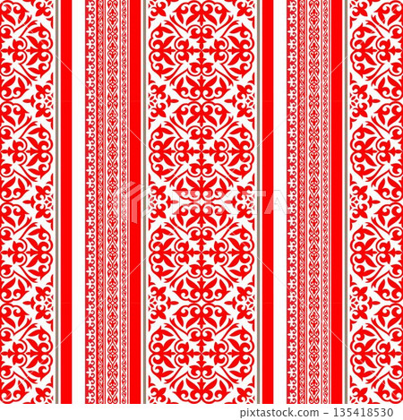 Seamless pattern with damask ornaments. Geometric Moroccan azulejo pattern, majolica tile,Talavera, Damask. Portuguese azulejo tile pattern floral ornament, Mediterranean ceramic, patchwork, textile Seamless pattern with damask ornaments. Geometric Moroccan azulejo pattern, majolica tile,Talavera, Damask. Portuguese azulejo tile pattern floral ornament, Mediterranean ceramic, patchwork, textile 135418530