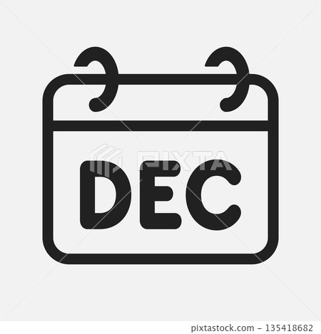 Vector template icon page calendar - December month Vector template icon page calendar - December month 135418682