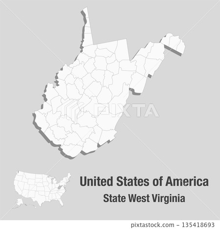 Detailed vector map of the USA - State West Virginia 135418693