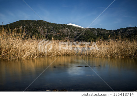 Natural Lake and Reeds Landscape in Golcuk, Odemis, Izmir, Turkey 135418714