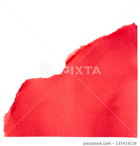 Red torn cardboard isolated on a white background Red torn cardboard isolated on a white background 135419116