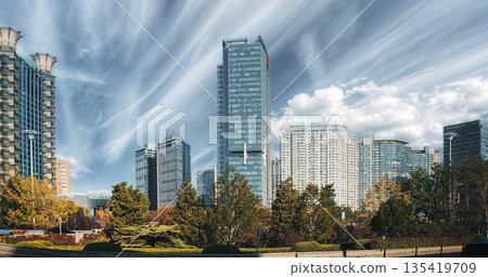 Stunning Modern Skyline with Glass and Steel Structures Stunning Modern Skyline with Glass and Steel Structures 135419709