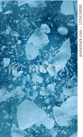 Super Slow Motion of Exploding Ice Shards , Close-up Super Slow Motion of Exploding Ice Shards , Close-up 135419898