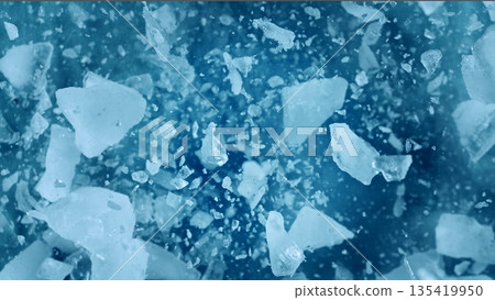 Super Slow Motion of Exploding Ice Shards , Close-up Super Slow Motion of Exploding Ice Shards , Close-up 135419950