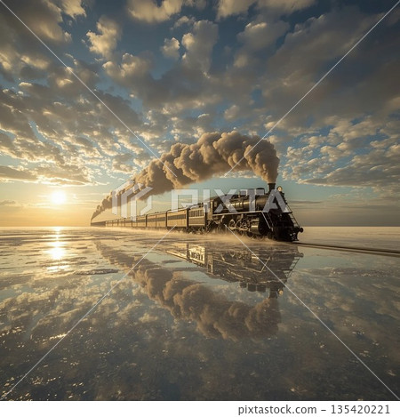 A locomotive running in a sea of mirrors 135420221