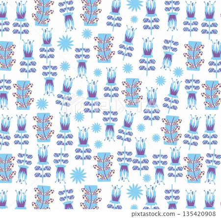Abstract floral cute seamless pattern in vector. Abstract floral cute seamless pattern in vector. 135420908