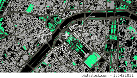 Vector street map of Paris in the area of the Eiffel Tower. Detailed display of the street grid, the Seine River and the surrounding area with a minimalist design, ideal for navigation and design Vector street map of Paris in the area of the Eiffel Tower. Detailed display of the street grid, the Seine River and the surrounding area with a minimalist design, ideal for navigation and design 135421031