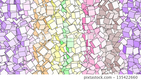 Seamless pattern of isometric cubes in pastel rainbow colors. The chaos effect is combined with soft color transitions. Style: geometry, pop art, minimalism. Seamless pattern of isometric cubes in pastel rainbow colors. The chaos effect is combined with soft color transitions. Style: geometry, pop art, minimalism. 135422660
