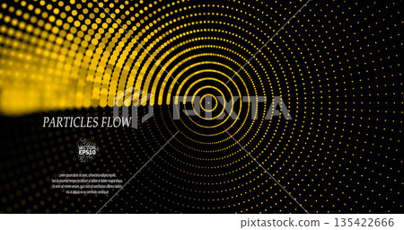 Wave pattern vector. 3D glowing abstract digital particles background. Technology concept. Abstract background. Future vector illustration. Wave pattern vector. 3D glowing abstract digital particles background. Technology concept. Abstract background. Future vector illustration. 135422666