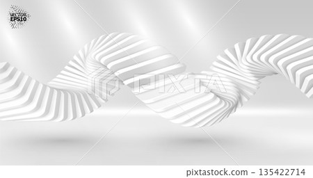 Bright 3D abstraction with an array of smoothly curved objects. Gradient colors. Futuristic style with a dynamic effect of movement. Bright 3D abstraction with an array of smoothly curved objects. Gradient colors. Futuristic style with a dynamic effect of movement. 135422714