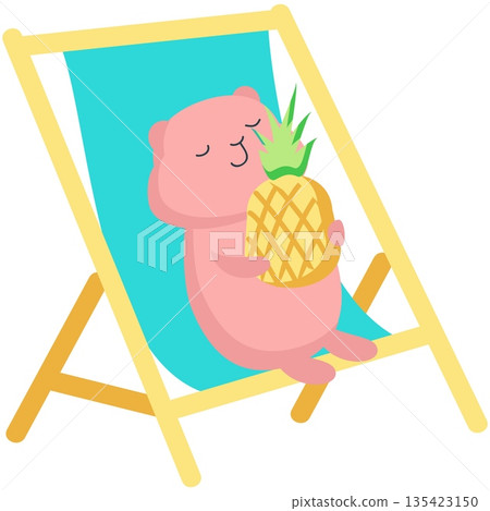 Hamster rest on beach vector, vacation relax icon Hamster rest on beach vector, vacation relax icon 135423150