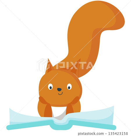 Squirrel with book vector cute animal read icon Squirrel with book vector cute animal read icon 135423158