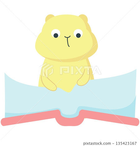 Smart hamster reading book animal vector icon Smart hamster reading book animal vector icon 135423167