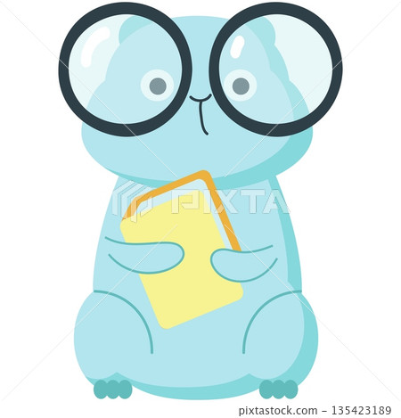 Smart hamster and book animal cartoon vector icon Smart hamster and book animal cartoon vector icon 135423189