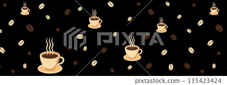 Seamless pattern of coffee and tea cups, simple geometric background. Vector illustration. Seamless pattern of coffee and tea cups, simple geometric background. Vector illustration. 135423424