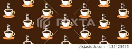 Seamless pattern of coffee and tea cups, simple geometric background. Vector illustration. Seamless pattern of coffee and tea cups, simple geometric background. Vector illustration. 135423425