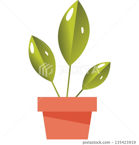 Flower in pot vector icon isolated on white 135423919