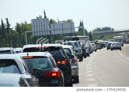 Highway Traffic Jam with Tunnels and Traffic Lights 135424036