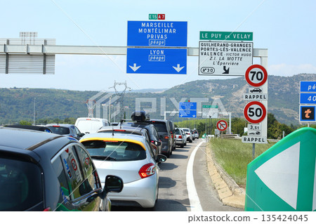 Highway Traffic Jam with Tunnels and Traffic Lights Highway Traffic Jam with Tunnels and Traffic Lights 135424045