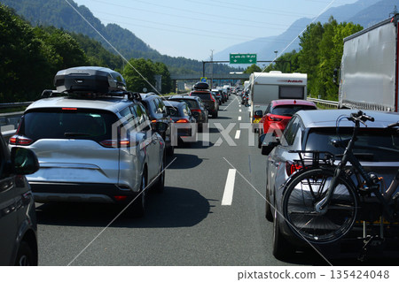 Highway Traffic Jam with Tunnels and Traffic Lights Highway Traffic Jam with Tunnels and Traffic Lights 135424048