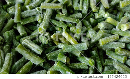 A pile of frozen green beans 135424623