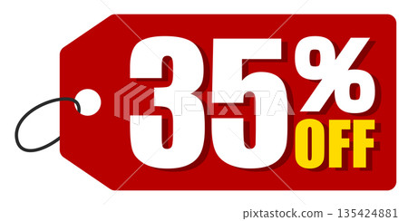 折扣標籤顯示有 35% 的折扣 折扣標籤顯示有 35% 的折扣 135424881