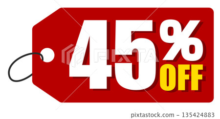 折扣標籤顯示45%折扣 折扣標籤顯示45%折扣 135424883